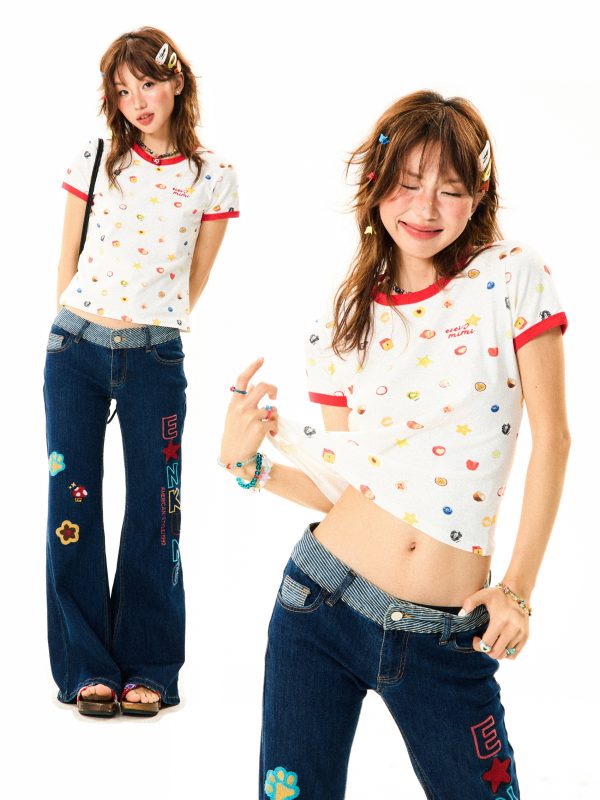 Summer Fruit Print Slim-Fit Camisole for Women - Sweet and Spicy American-Style Short Top, Perfect for 90s and Y2K Fashion