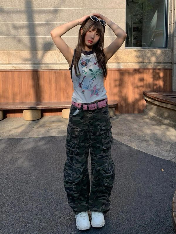 Summer Hooded Sleeveless Vest for Women, Creative Printed Slim Fit T-Shirt, Trendy Cool Style for Girls