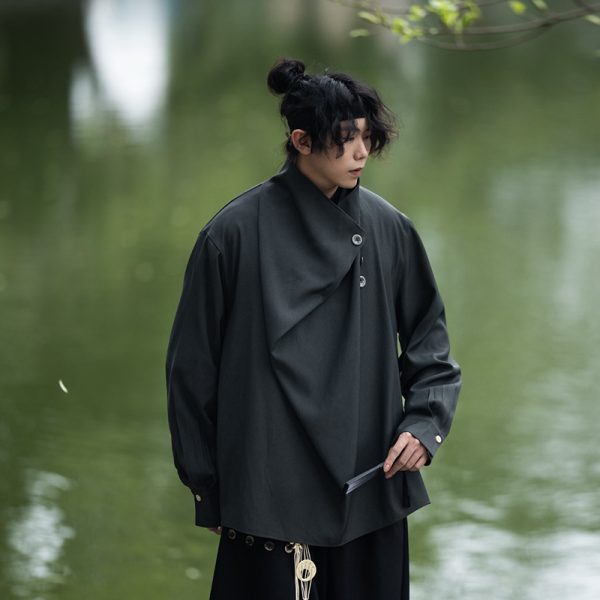 Summer Irregular Yohji Shirt for Men and Women, Niche Yamamoto Design, Chinese Style, Unique Fashion Top