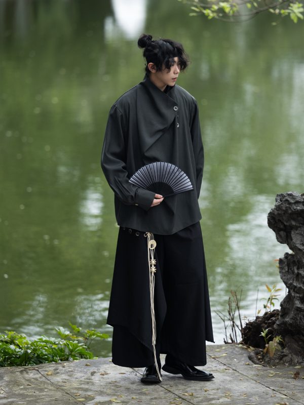 Summer Irregular Yohji Shirt for Men and Women, Niche Yamamoto Design, Chinese Style, Unique Fashion Top
