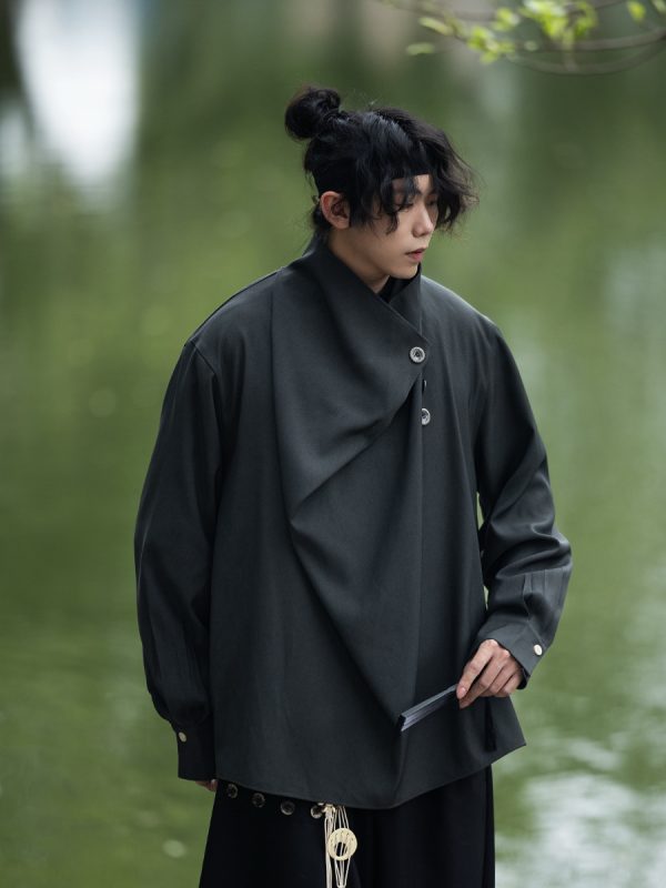 Summer Irregular Yohji Shirt for Men and Women, Niche Yamamoto Design, Chinese Style, Unique Fashion Top