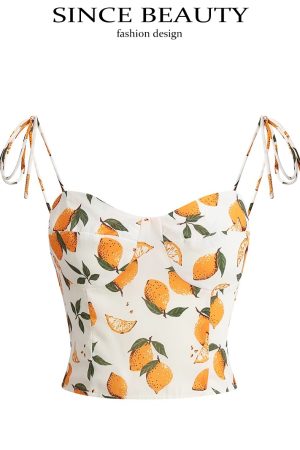 Summer Lemon Print Cami Vest - Sexy Vacation Style, French Pure Desire, Versatile Inner & Outer Wear