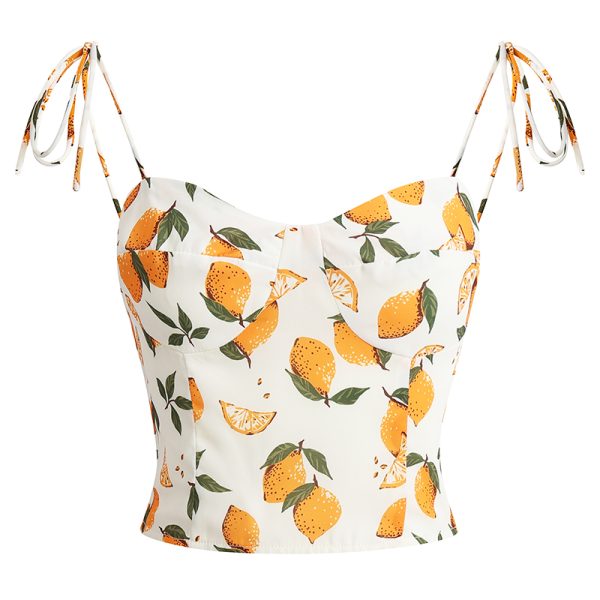 Summer Lemon Print Cami Vest - Sexy Vacation Style, French Pure Desire, Versatile Inner & Outer Wear