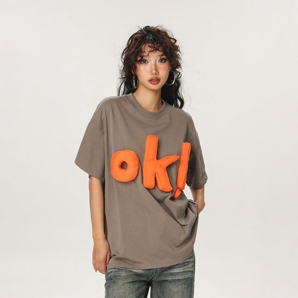 Summer Loose-Fit American Style Beer Team Captain Short Sleeve T-Shirt for Women - Unique High-End Casual Top
