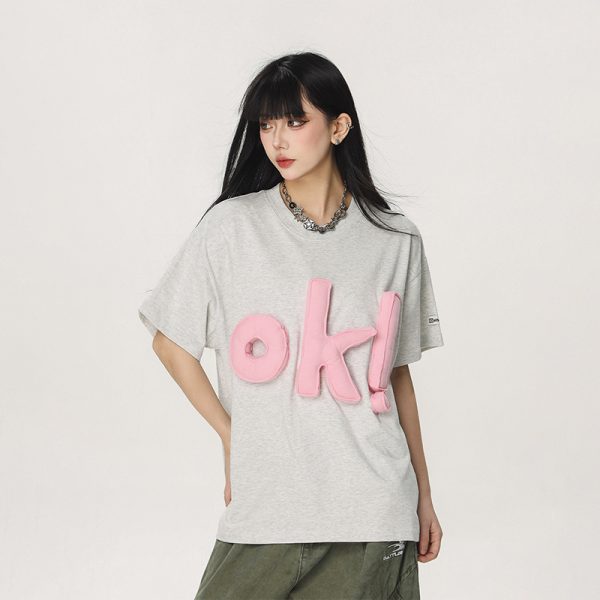 Summer Loose-Fit American Style Beer Team Captain Short Sleeve T-Shirt for Women - Unique High-End Casual Top