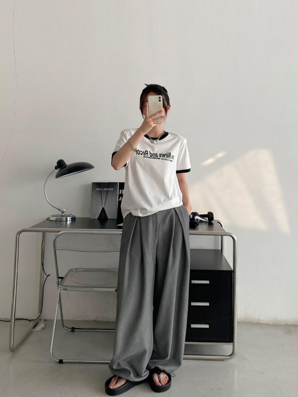 Summer Loose Fit Cotton T-Shirt for Women - Vintage Style Short Sleeve Top with Letter Print - Casual 90s Inspired Fashion