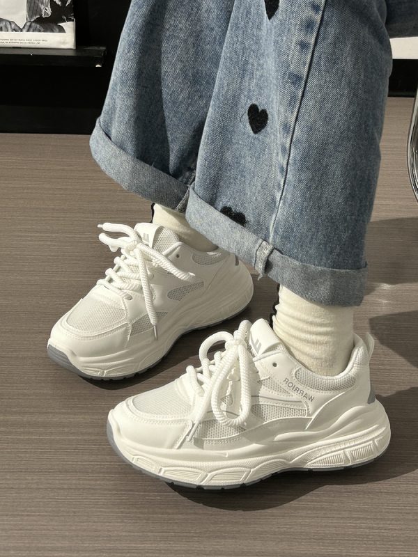 Summer Mesh Breathable Casual Old Daddy Shoes for Women - Lightweight White Sneakers for 2025 Y2K Style
