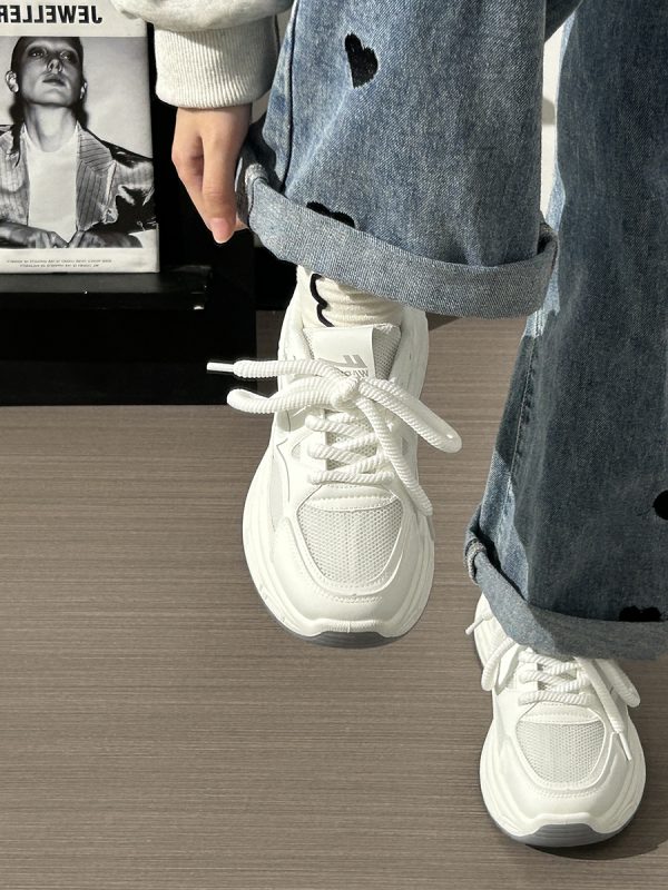 Summer Mesh Breathable Casual Old Daddy Shoes for Women - Lightweight White Sneakers for 2025 Y2K Style