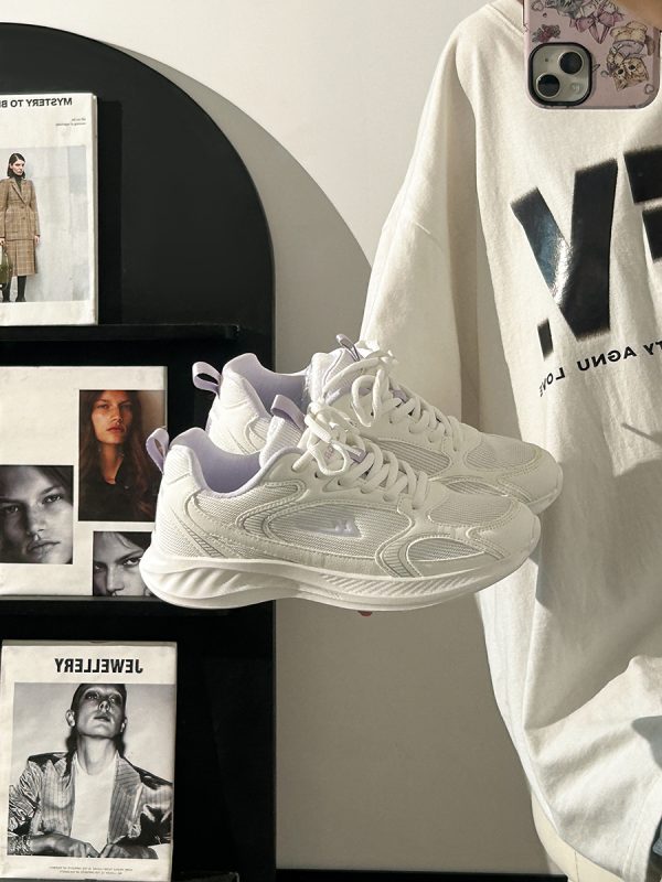 Summer Mesh Breathable Casual Old Daddy Shoes for Women - Lightweight White Sneakers for 2025 Y2K Style