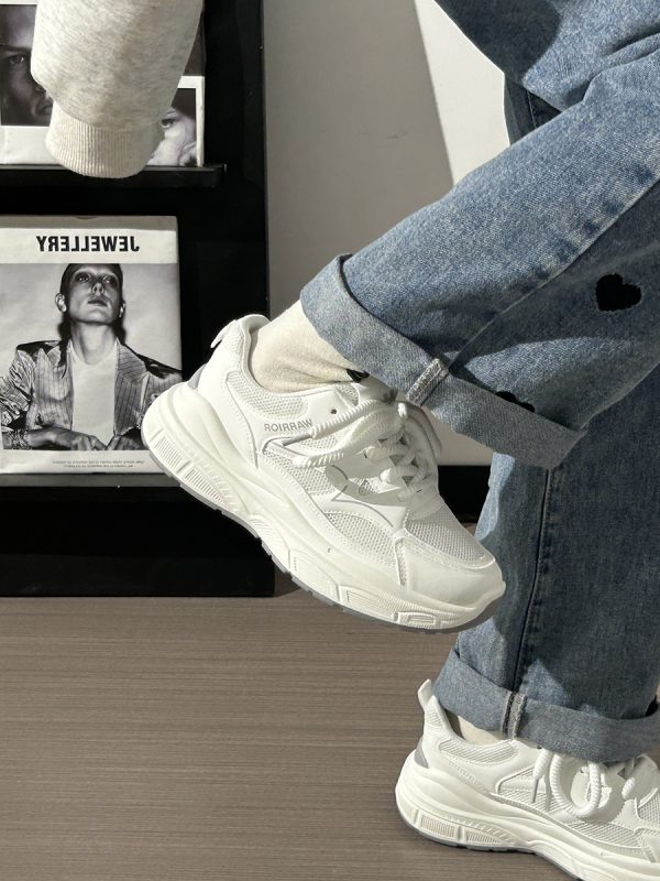 Summer Mesh Breathable Casual Old Daddy Shoes for Women - Lightweight White Sneakers for 2025 Y2K Style