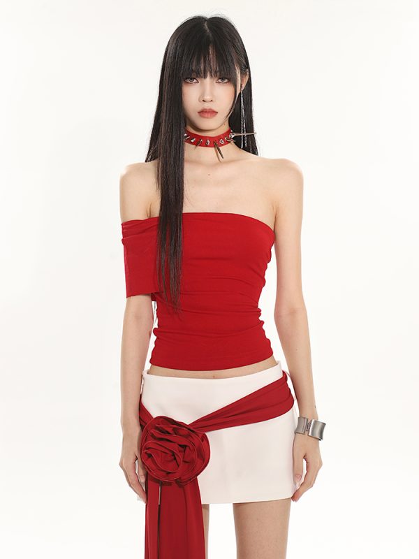 Summer Off-Shoulder Slim Fit Elastic One-Shoulder T-Shirt for Women - 2025 Vietnam Style, Niche Fashion