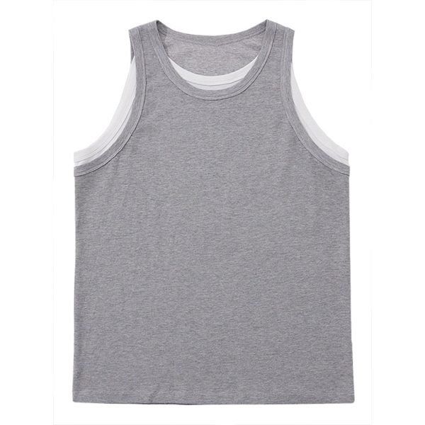 Summer Patchwork Sleeveless T-shirt Vest for Women, Loose American Street Style Two-Piece Top, Trendy Casual Fashion