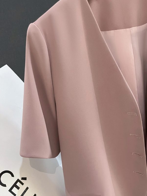 Summer Pink Small Women's Blazer 2025 - Stylish Short Sleeve Versatile Suit Jacket for a Chic Look