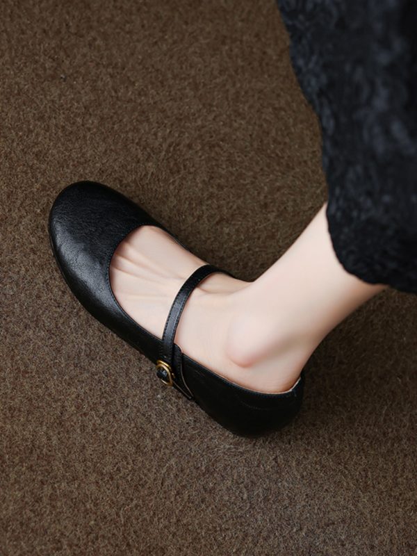 Summer Red Flat Hidden Height Mary Jane Shoes for Women, Small Lambskin, Shallow Mouth, Large Size 41-42, Trendy Summer Footwear