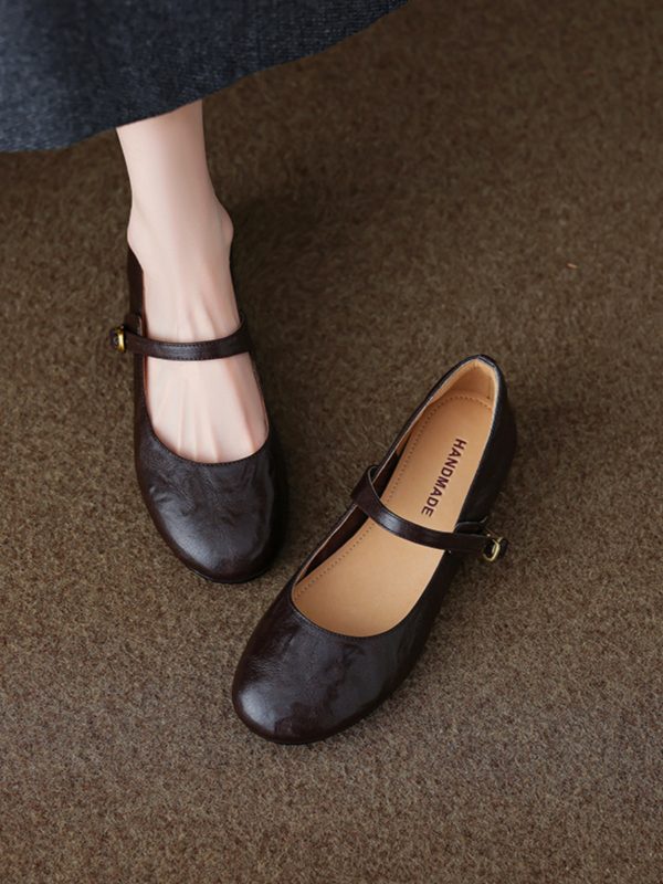 Summer Red Flat Hidden Height Mary Jane Shoes for Women, Small Lambskin, Shallow Mouth, Large Size 41-42, Trendy Summer Footwear