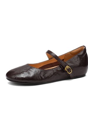 Summer Red Flat Hidden Height Mary Jane Shoes for Women, Small Lambskin, Shallow Mouth, Large Size 41-42, Trendy Summer Footwear