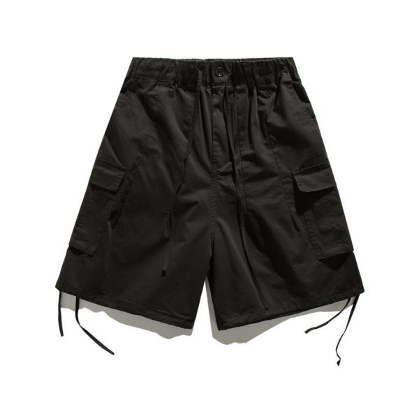 Summer Retro Khaki Cargo Shorts for Men and Women - Oversized Loose Multi-Pocket Straight Five-Point Pants