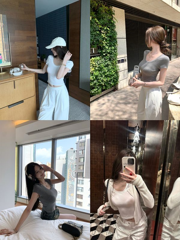 Summer Semi-Permanent Short Sleeve T-Shirt - Women's Basic Versatile Slim Fit Top for Hot Girls - 90s Inspired Fashion