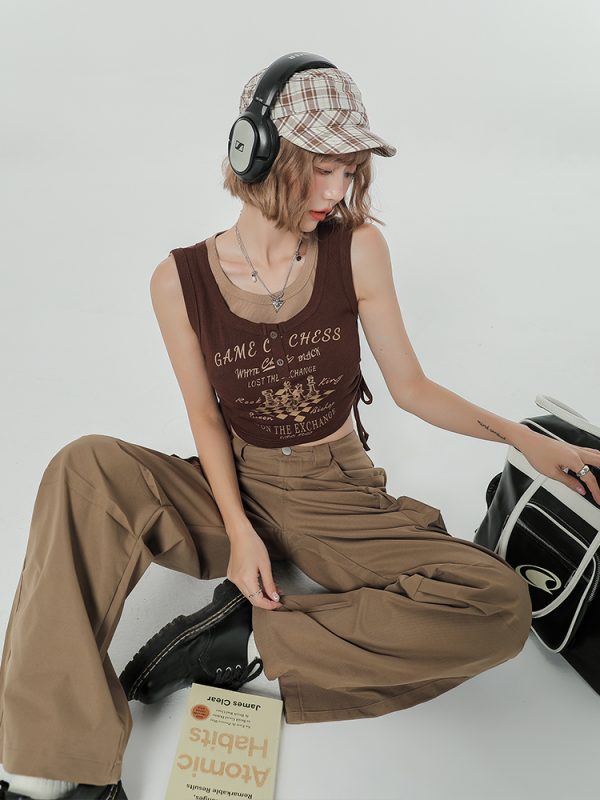 Summer Slim Fit Camisole T-Shirt - American Sweet Cool Style Sleeveless Fake Two-Piece Top for Women