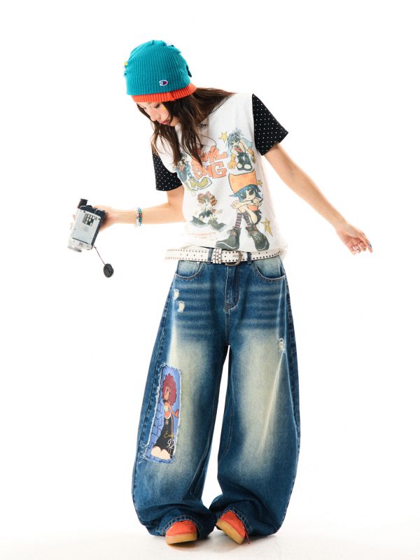 Summer Slim Fit Graffiti T-Shirt for Women - American Rebel Girl Design, Short Sleeve, Casual Street Style Top