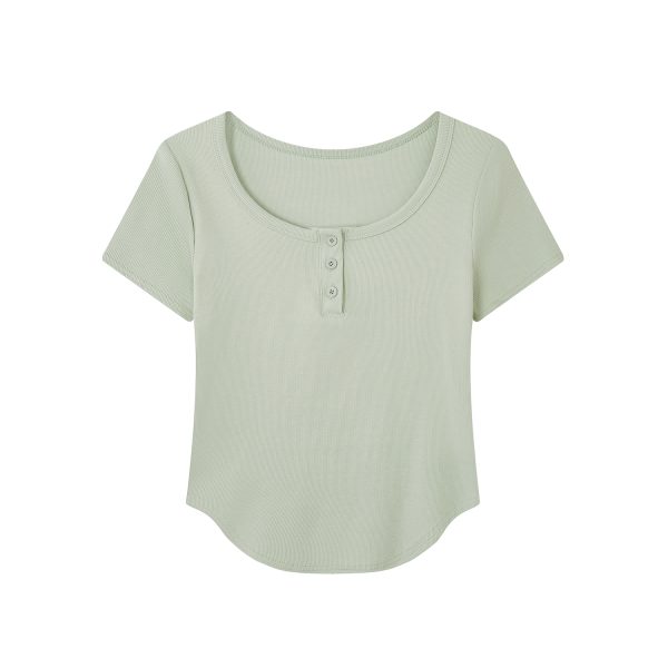 Summer Slim Fit Red Short-Sleeved T-Shirt for Women, Stylish Elegant Shoulder Top, Casual Everyday Wear