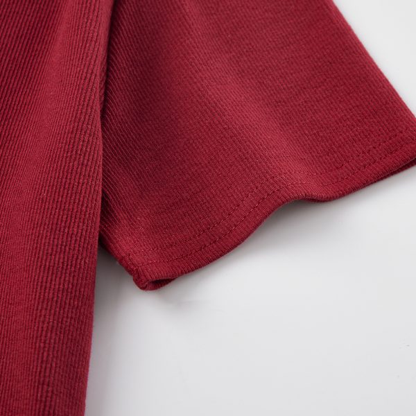 Summer Slim Fit Red Short-Sleeved T-Shirt for Women, Stylish Elegant Shoulder Top, Casual Everyday Wear