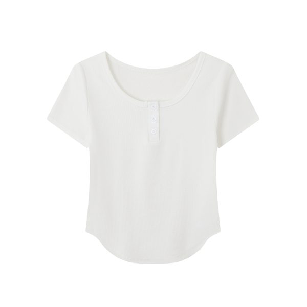 Summer Slim Fit Red Short-Sleeved T-Shirt for Women, Stylish Elegant Shoulder Top, Casual Everyday Wear