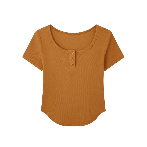 Summer Slim Fit Red Short-Sleeved T-Shirt for Women, Stylish Elegant Shoulder Top, Casual Everyday Wear