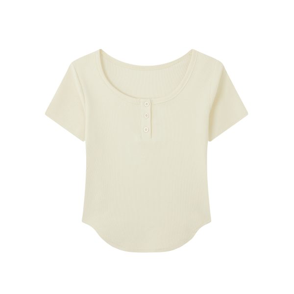Summer Slim Fit Red Short-Sleeved T-Shirt for Women, Stylish Elegant Shoulder Top, Casual Everyday Wear