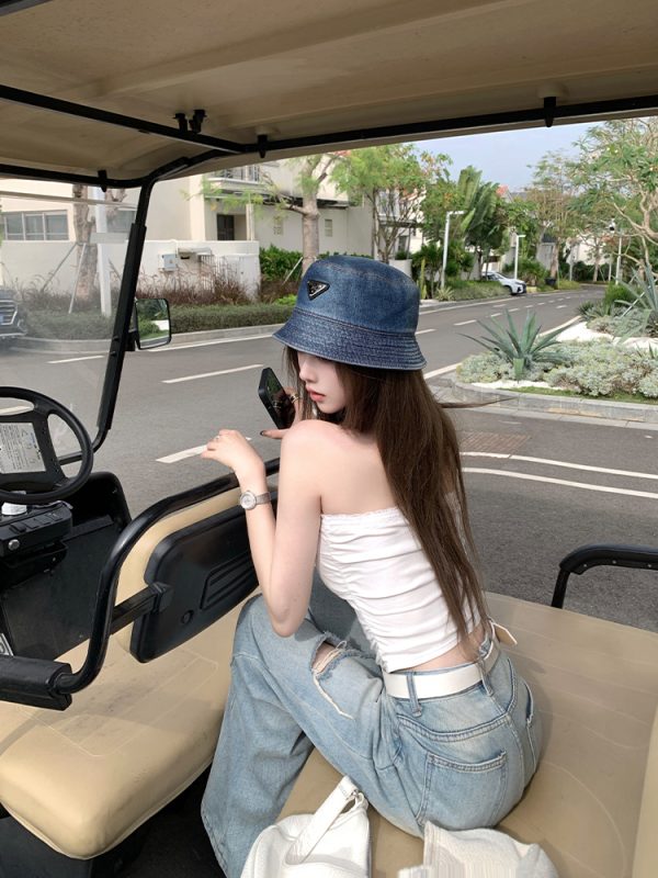 Summer Wash Blue Cat Whisker Ripped Loose Wide-Leg Jeans for Women - Trendy Y2K Style, Casual Chic Denim Pants