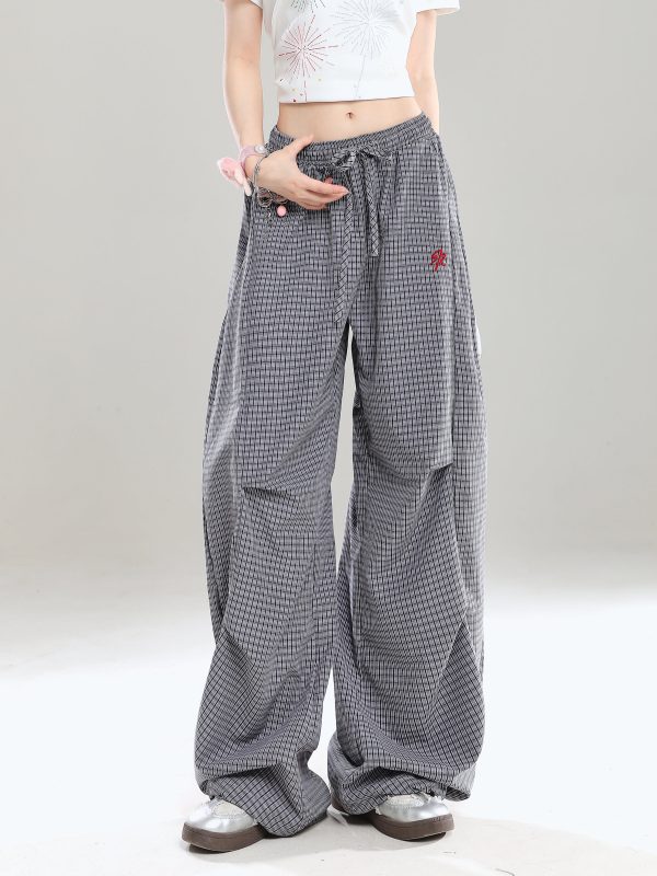Summer Wide-Leg Casual Work Pants for Women - Loose BF Style, Curved Knife Design, American Jazz Dance Inspired