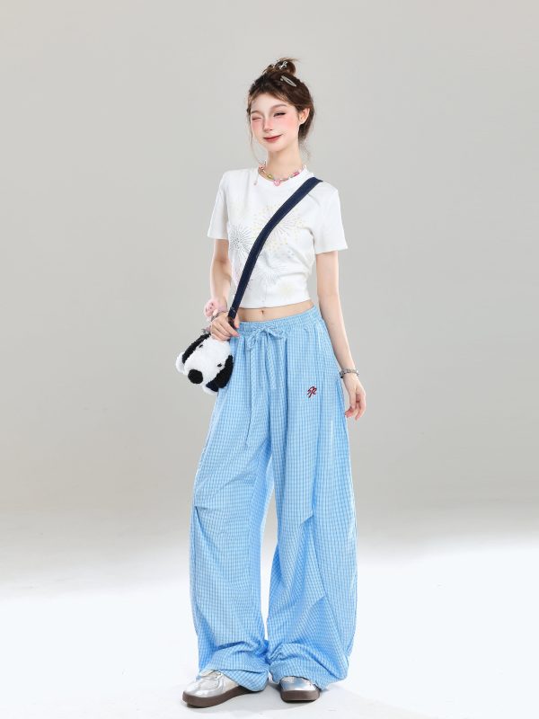 Summer Wide-Leg Casual Work Pants for Women - Loose BF Style, Curved Knife Design, American Jazz Dance Inspired