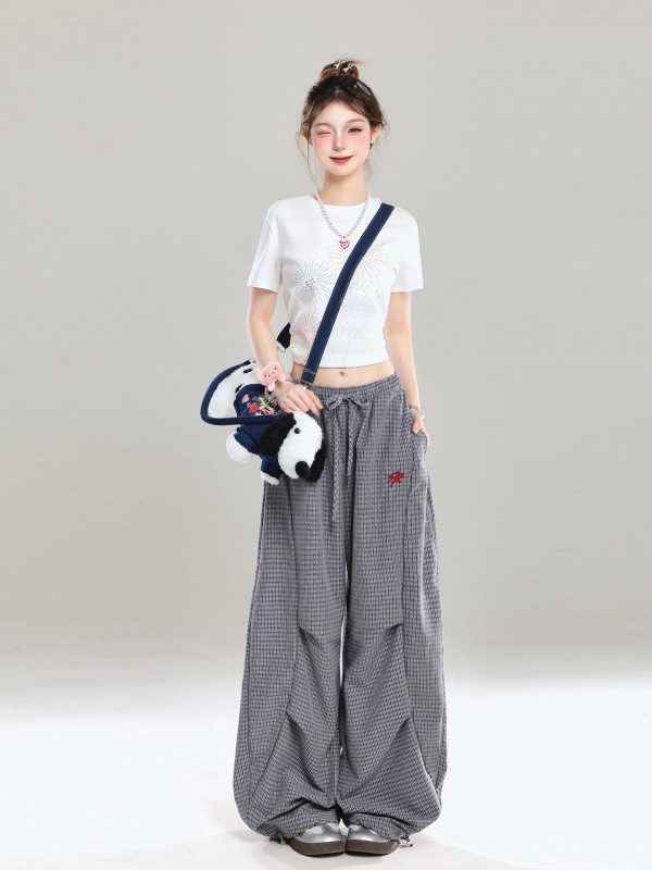 Summer Wide-Leg Casual Work Pants for Women - Loose BF Style, Curved Knife Design, American Jazz Dance Inspired