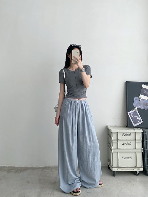 Summer Wide-Leg Sunscreen Pants for Women - Casual Thin Floor-Length Trousers for Work - Sun Yuzu Cool Style