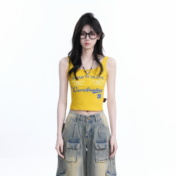 Summer Yellow Camisole Slim Fit T-Shirt - Sexy Hot Girl Outfit for a Trendy Look