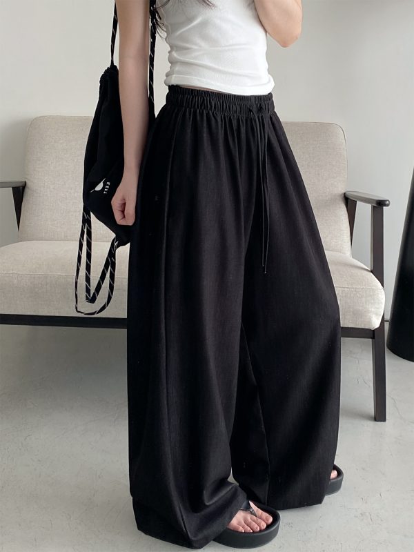 Sun Grapefruit Wide-Leg Denim Pants for Women - Soft, Loose Drape, Versatile Summer Style