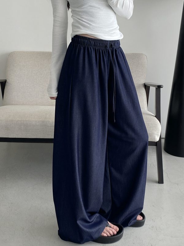Sun Grapefruit Wide-Leg Denim Pants for Women - Soft, Loose Drape, Versatile Summer Style