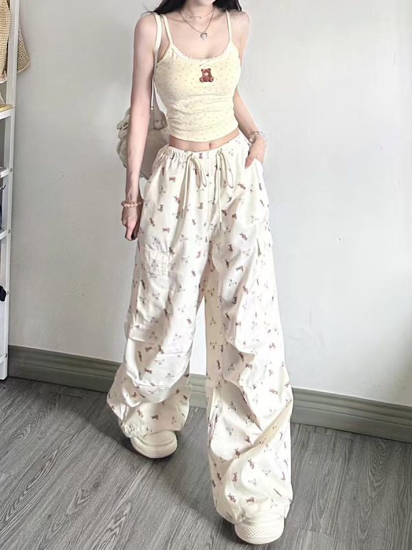 Sweet Cool Spicy Girl Cargo Pants - Loose Straight-Leg Wide-Leg Sports Casual Trousers for a 90s Y2K Inspired Look
