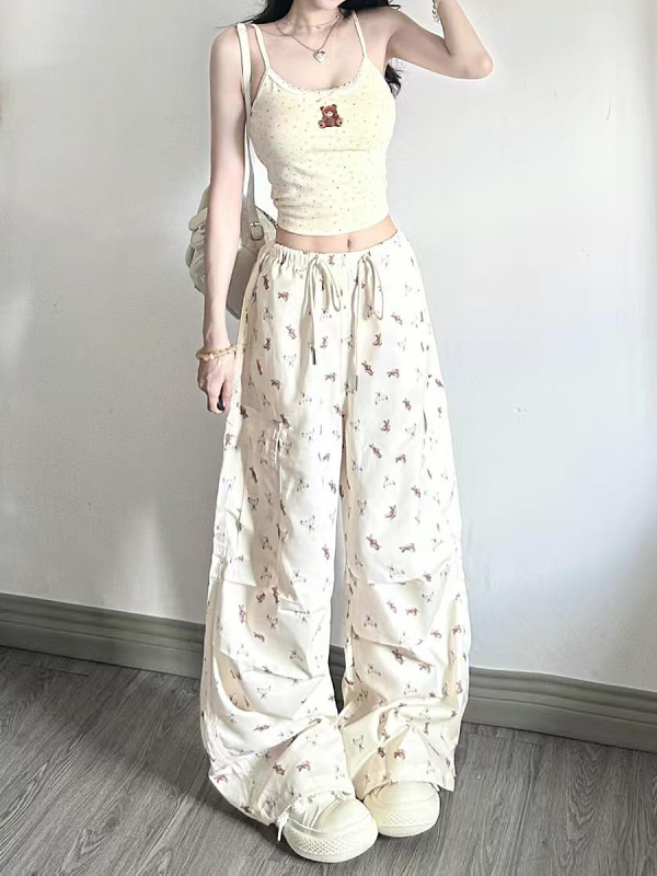Sweet Cool Spicy Girl Cargo Pants - Loose Straight-Leg Wide-Leg Sports Casual Trousers for a 90s Y2K Inspired Look