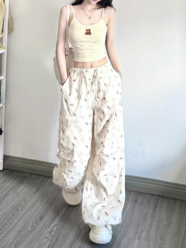 Sweet Cool Spicy Girl Cargo Pants - Loose Straight-Leg Wide-Leg Sports Casual Trousers for a 90s Y2K Inspired Look