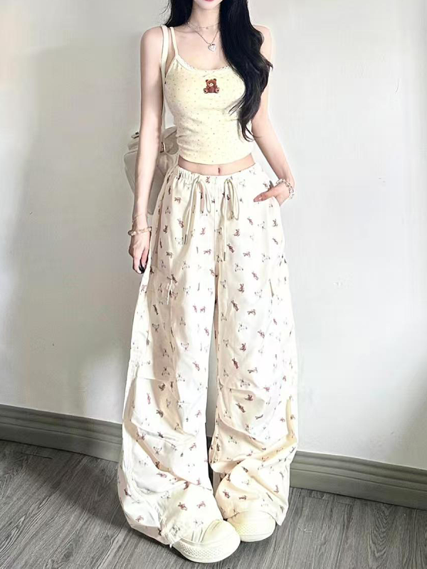 Sweet Cool Spicy Girl Cargo Pants - Loose Straight-Leg Wide-Leg Sports Casual Trousers for a 90s Y2K Inspired Look