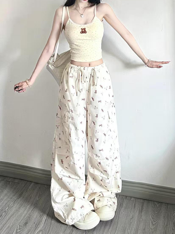 Sweet Cool Spicy Girl Cargo Pants - Loose Straight-Leg Wide-Leg Sports Casual Trousers for a 90s Y2K Inspired Look