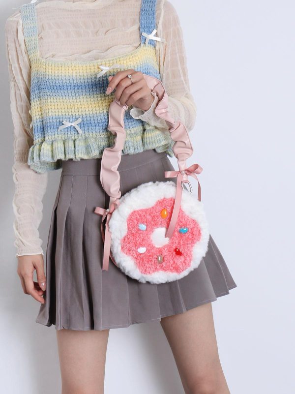 Sweet Donut Small Round Crossbody Bag for Girls - Cute Trendy Phone Bag in Lolita Style