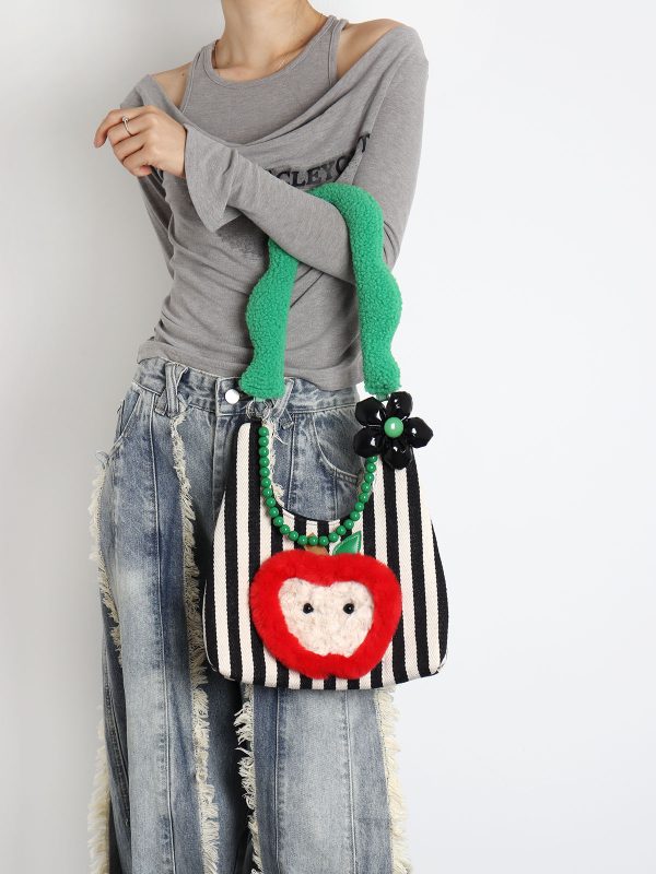 Sweet Plush Apple Tote Bag for Women - Cute Niche Design, Perfect for Christmas Gifts, Stylish Shoulder Bag for Everyday Use