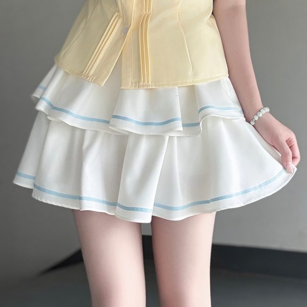 Sweet Style Short Sleeve Sailor Suit Set with Cake Skirt - 2025 Summer Pudding Bear JK Uniform Fashion for Y2K & Korean Style Lovers
