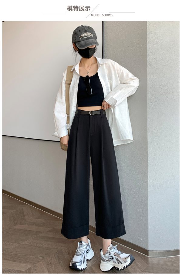 Tencel Washed Cotton Wide-Leg Pants for Women, Hip-Hiding Slimming Casual Nine-Point Pants, 90s Inspired Spring/Summer Fashion