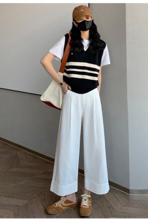 Tencel Washed Cotton Wide-Leg Pants for Women, Hip-Hiding Slimming Casual Nine-Point Pants, 90s Inspired Spring/Summer Fashion