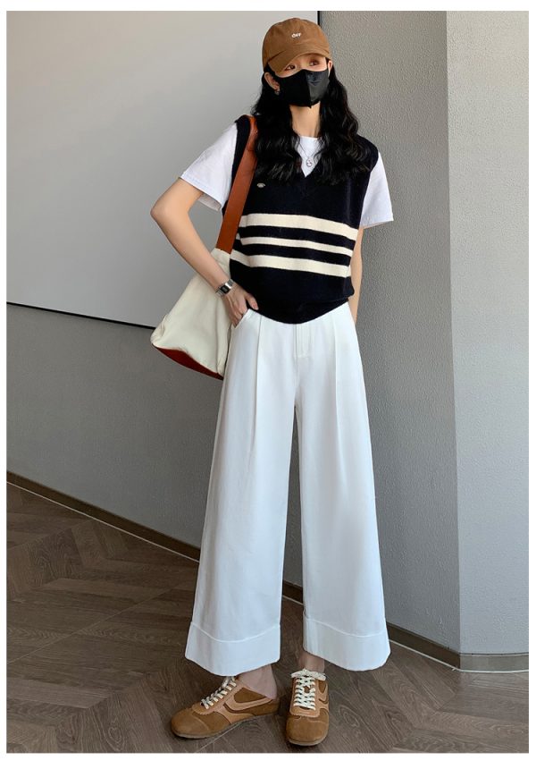 Tencel Washed Cotton Wide-Leg Pants for Women, Hip-Hiding Slimming Casual Nine-Point Pants, 90s Inspired Spring/Summer Fashion