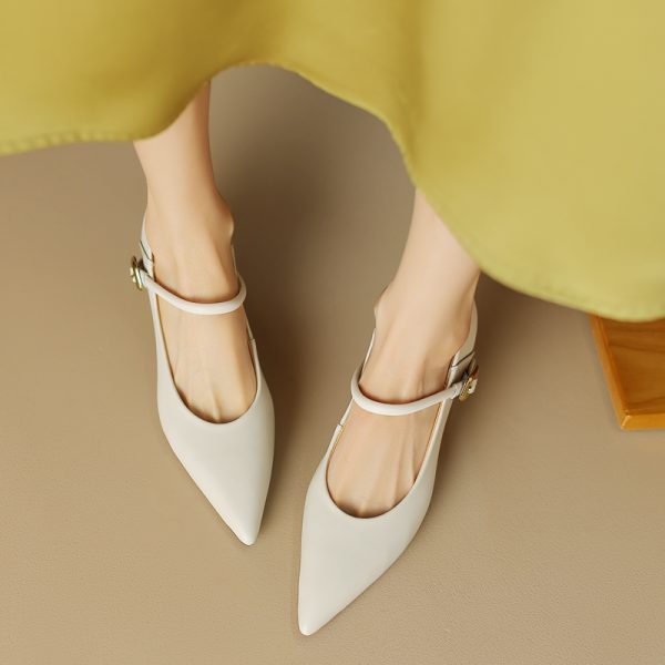 Textured Cowhide Non-Slip Stiletto Heels - 2025 Spring/Summer Pointed Toe Leather Pumps for Elegant Style