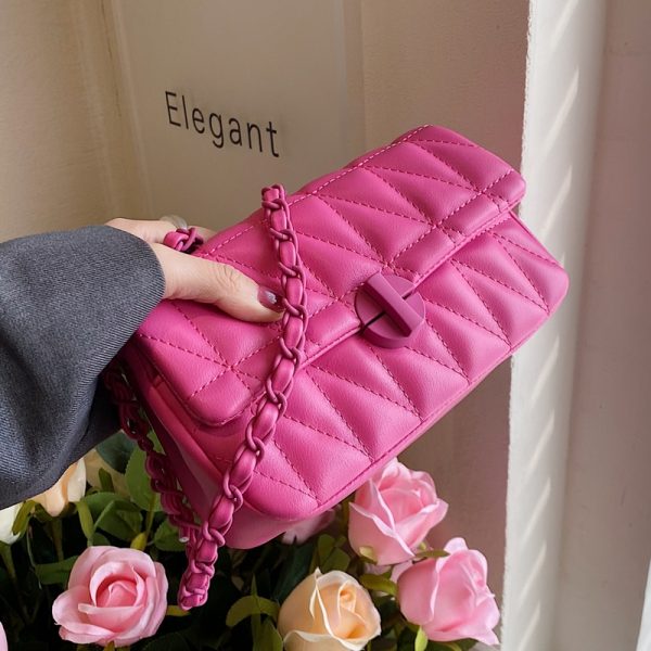 Textured Diamond-Patterned Chain Shoulder Bag for Women - Versatile Spring/Summer 2025 Small Crossbody Bag